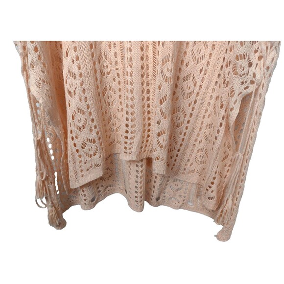 Womens Crochet Beach Cover Up Dress Peach One Size Loose Open Knit Pool Swim - Picture 6 of 9